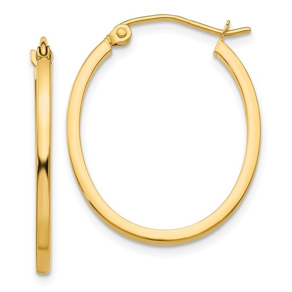 14k Yellow Gold Lightweight Fancy Oval Hoop Earrings 17 L x...